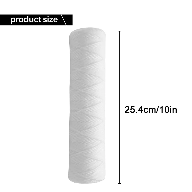 ABUN-10Pcs 10 Micrometre 10 Inch X 2.5 Inch String Wound Sediment Water Filter Cartridge Whole House Sediment Filtration