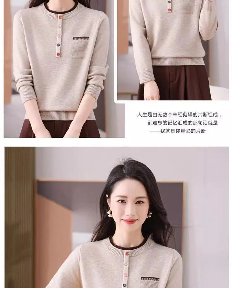 Frauen Kleidung Lose Mode Pullover Herbst/Winter Warme Elegante Gestrickte Langarm Pullover Dame Casual Oansatz Alle-spiel top