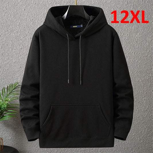 Large Size Men's Hoodie Jacket Hooded Long Sleeve Thick Warm Fleece Lined Sweatshirt Male Casual Winter 10XL 12XL Extra Big Plus.