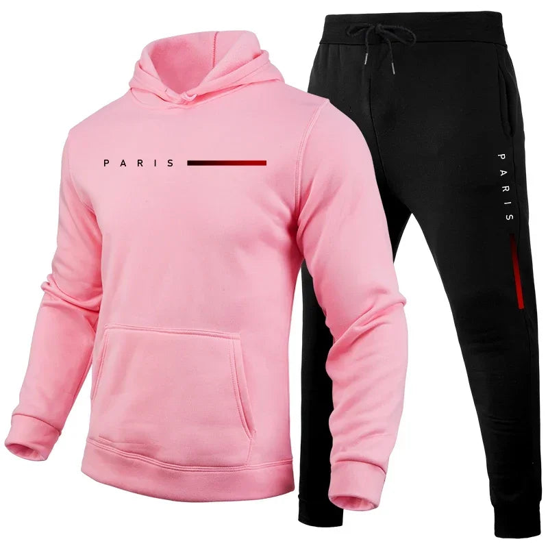 Men's autumn and winter fashionable hooded sweatshirts and pants, high-quality, warm and comfortable outdoor fitness and casual.