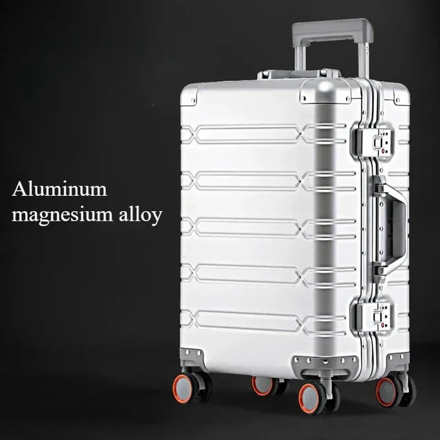 Trolley-Koffer mit großer Kapazität, Reisetasche, Reise-Koffer aus Aluminium-Magnesium-Legierung, Business-Rollgepäck