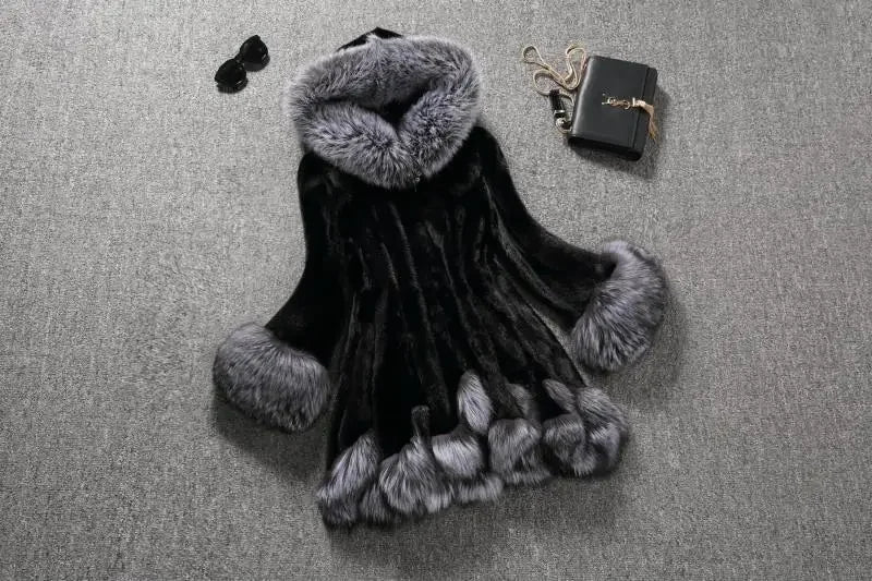 Mit kapuze Lose Faux Pelz Jacke Frauen Dicke Herbst Winter Koreanische Maxi Mantel Lange Warme Luxus Pelz Parkas Bontjas Pelzigen Oberbekleidung