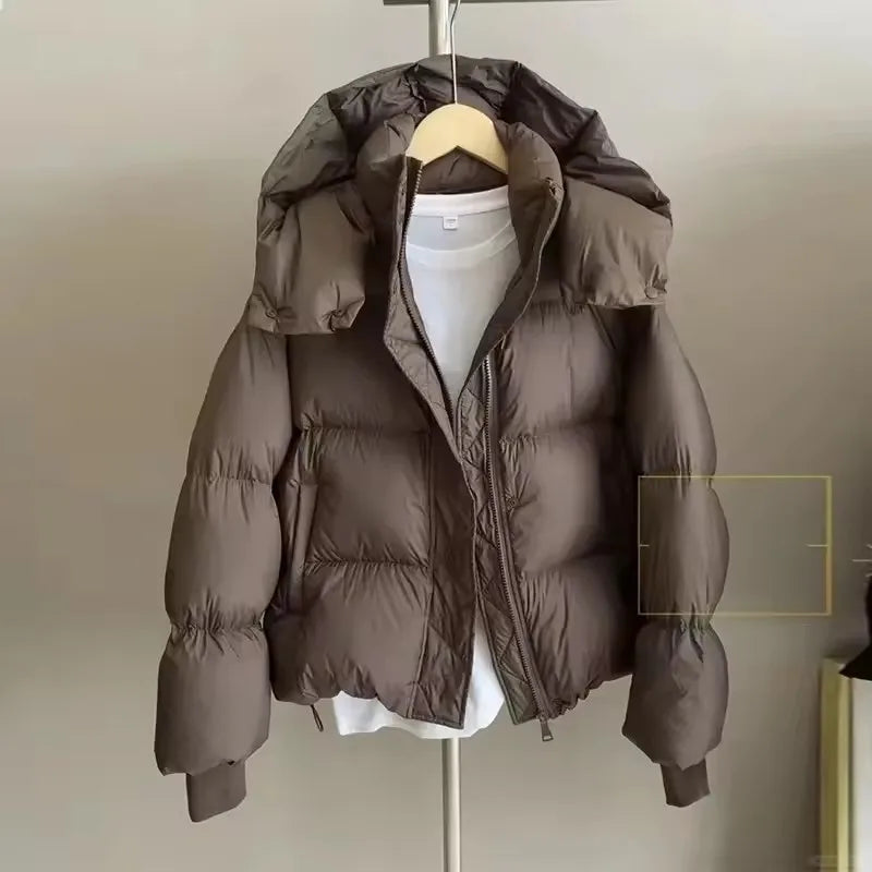 2023 neue Winter Puffer Jacke Frauen Mode Mit Kapuze Unten Baumwolle Mantel Weibliche Lose Beiläufige Warme Parkas Oberbekleidung
