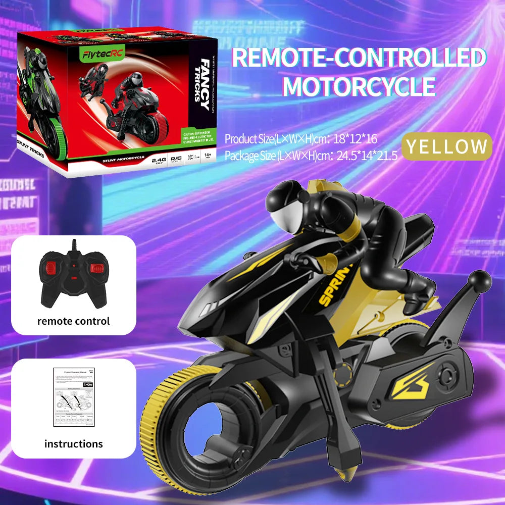 New Stunt Motorcycle 360 ° Rotation Remote Control Car High-Speed Drift Rc Racing Boy Toy Car Model Christmas Halloween Gift