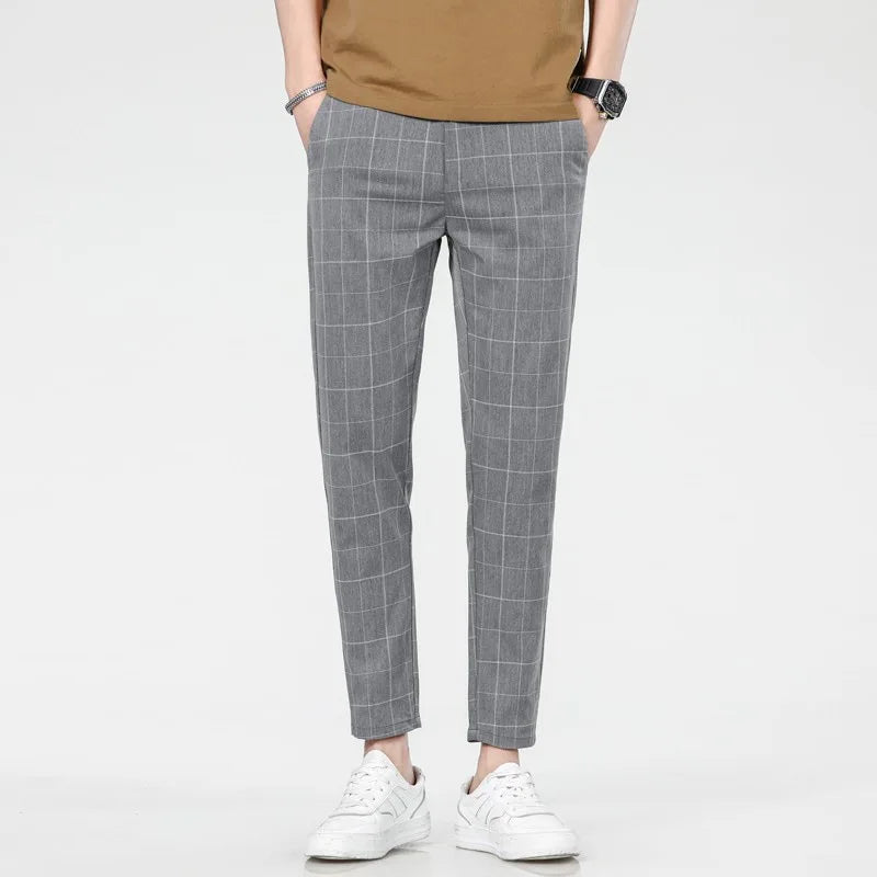 Neue karierte Mode Europa und die Vereinigten Staaten Stil Herrenhosen Business Casual Travel Slim Hosen bequem und vielseitig