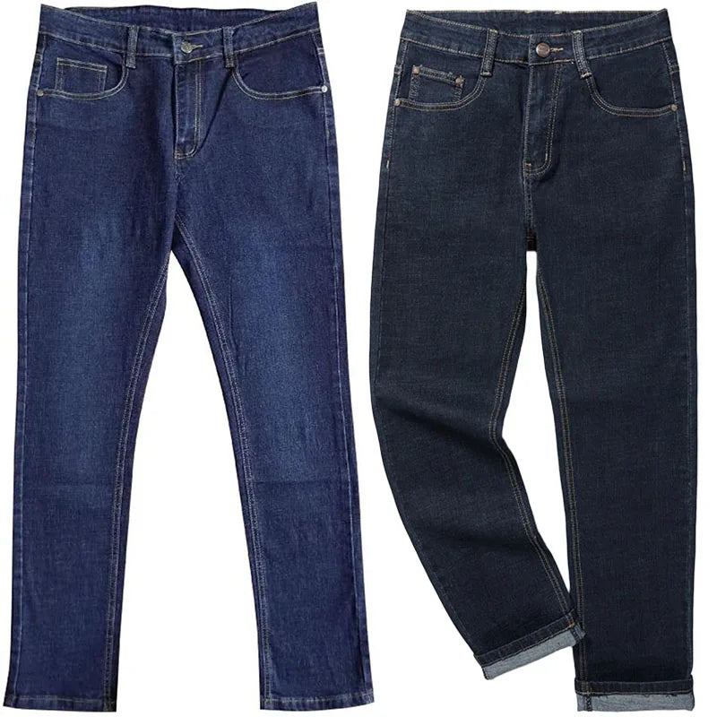 Übergroße Jeans für Herren 10XL (50 Zoll) – Stretchhose mit geradem Bein in Übergröße, Blau, große und große Streetwear, klassisches 5-Taschen-Design