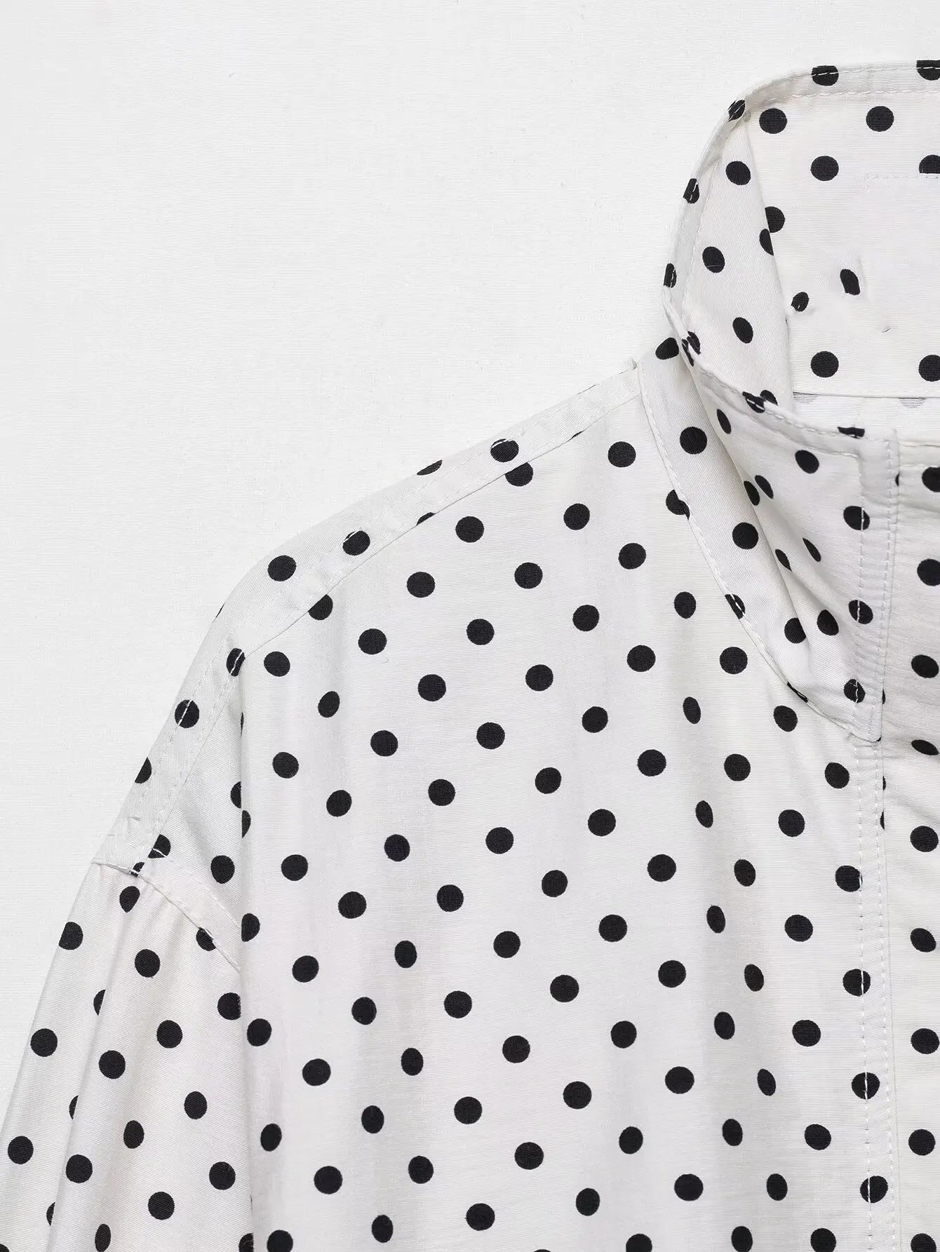 TRAFZA Herbst Polka Dot Gedruckt Jacke Für Frauen Lange Ärmel Rollkragen Zipper Mit Taschen Kordelzug Lose Vintage Mäntel