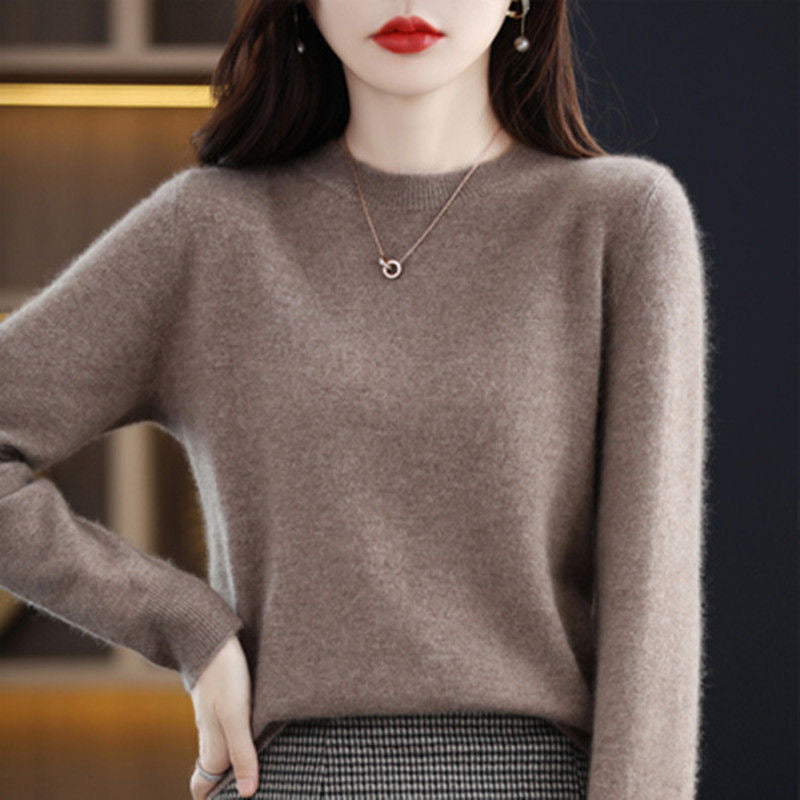 Frauen Pullover Oansatz Herbst Winter Grundlegende Pullover Warme Casual Pulls Jumper Koreanische Lange ärmeln Solide Strickwaren Bodenbildung Shirt