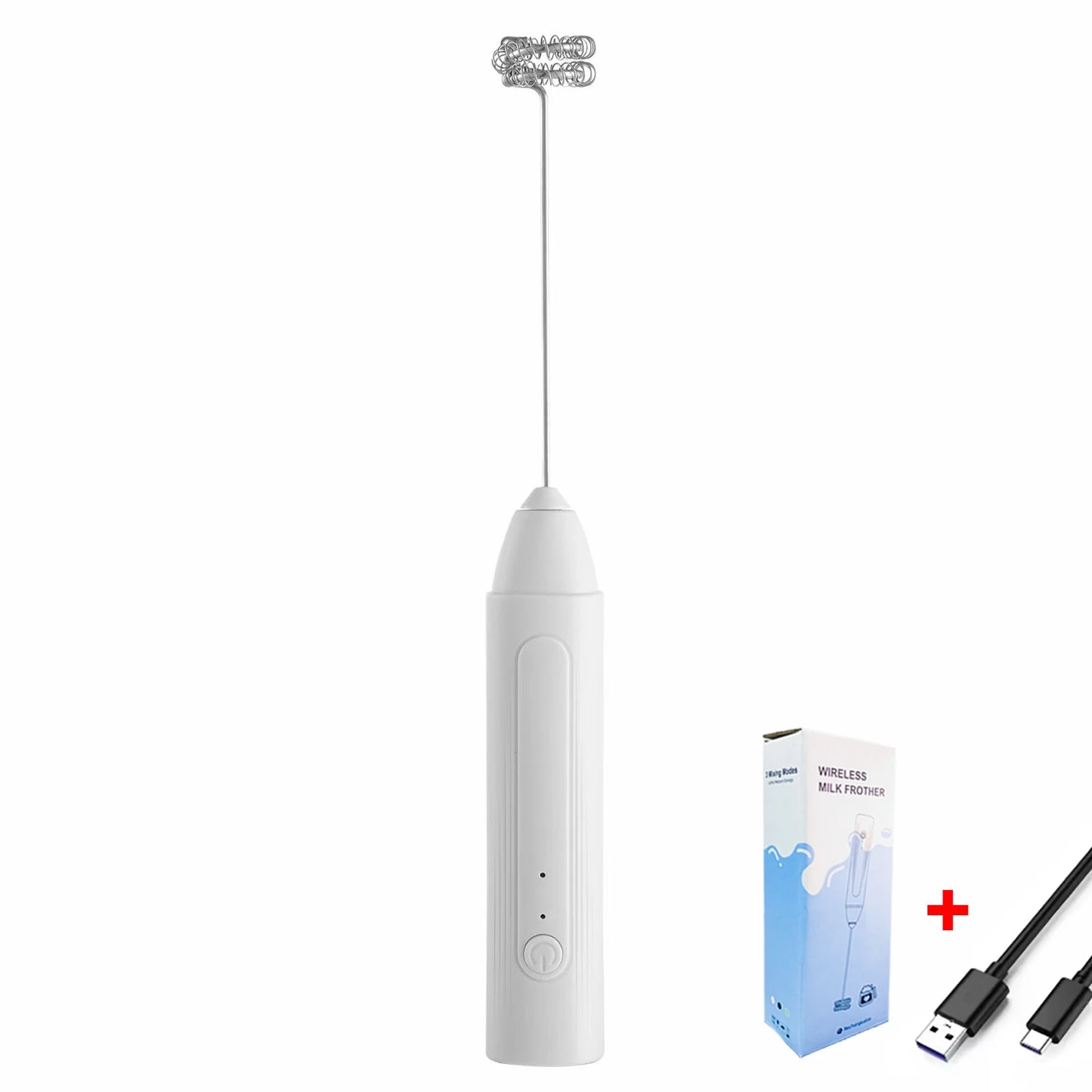 Electric Milk Frother 2 In 1 Rechargeable Blender Stainless Steel 3 Speeds Coffee Mixer Egg Beater Handheld Foam Maker Tools.