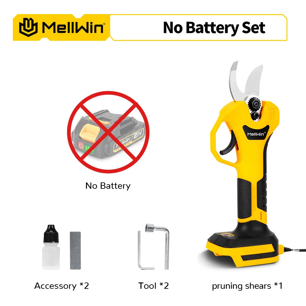 MELLWIN Bürstenlose 30mm Elektrische Pruner Schere Obst Baum Bonsai Cordless Beschneiden Schere Power Werkzeuge Für Makita 18V Batterie pin