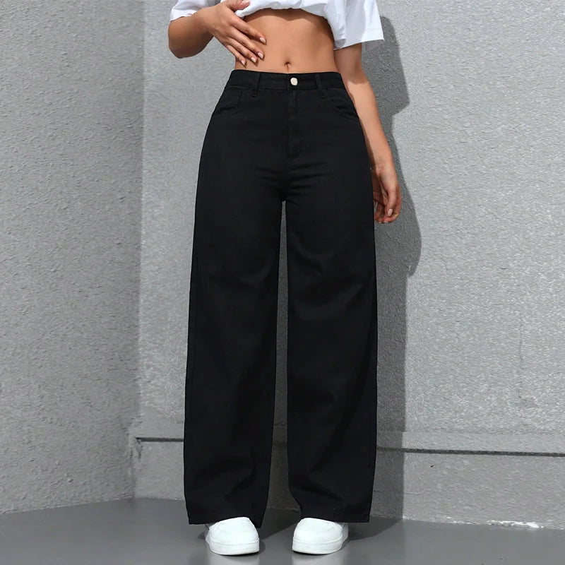 Benuynffy American Vintage Wide-leg Jeans Women's 2025 Spring New Streetwear High Waisted Loose Straight Mopping Denim Trousers