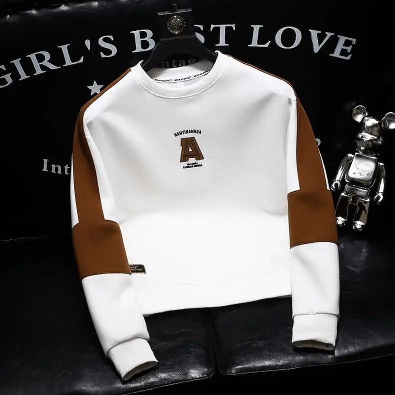 Kontrast Patchwork Plus Größe Trend Hoodies Sweatshirts männer Frühling Herbst Langarm Harajuku Tops Mode Lässig Männer Kleidung