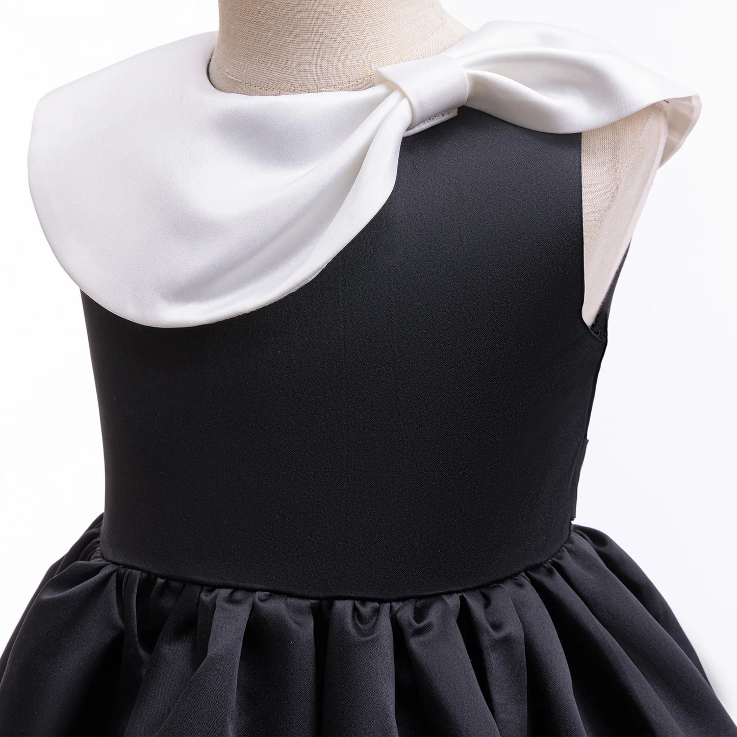 Kinder Kleider für Mädchen Vintage Schwarz Satin Prinzessin Kleid für Kinder Konzert Performance Hochzeit Geburtstag Zeremonie Abendkleid