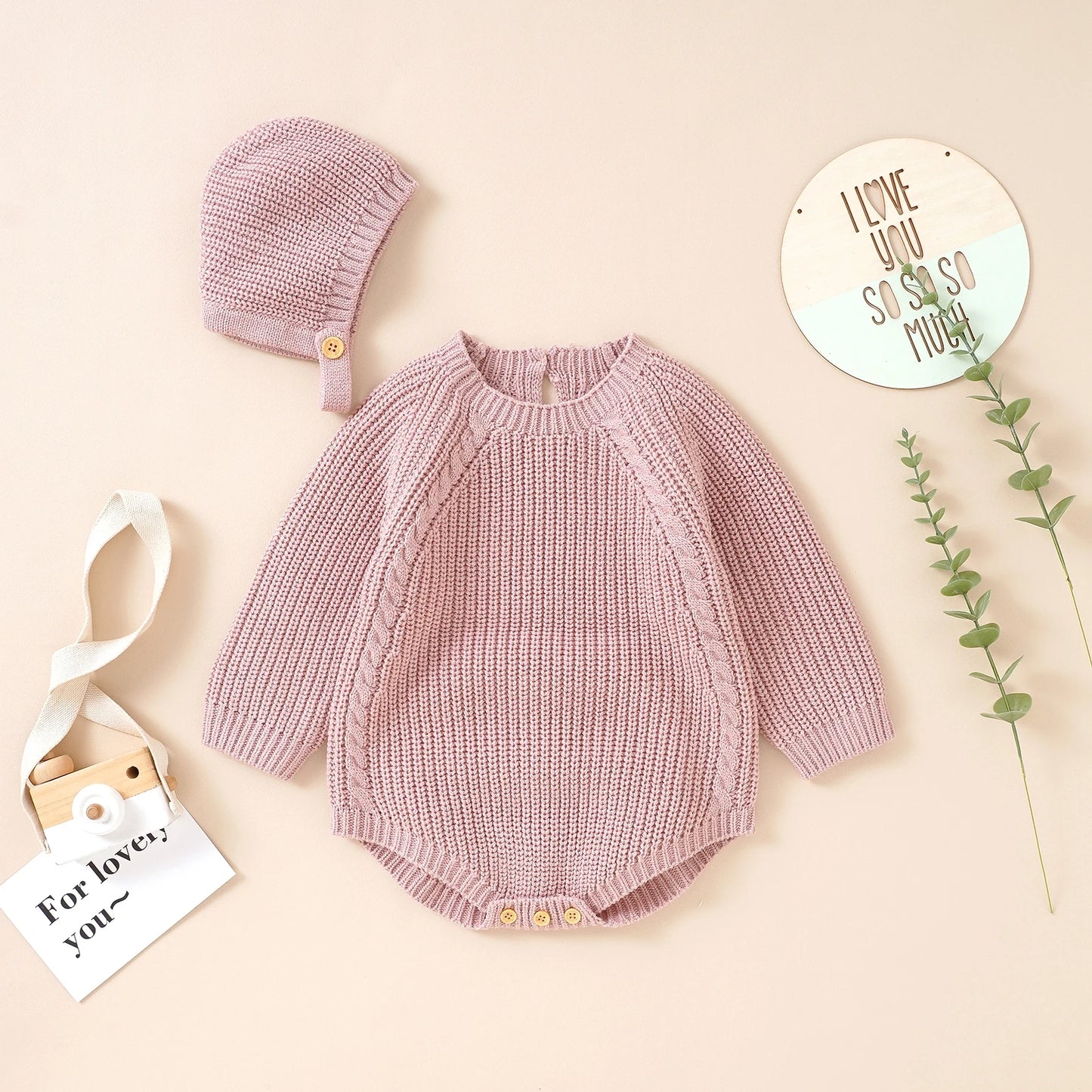 Neugeborenen Baby Mädchen Boy Knit Pullover Strampler Crewneck Sweatshirt Langarm Warme Bodys Tops Mit Hüte Herbst Winter Kleidung.