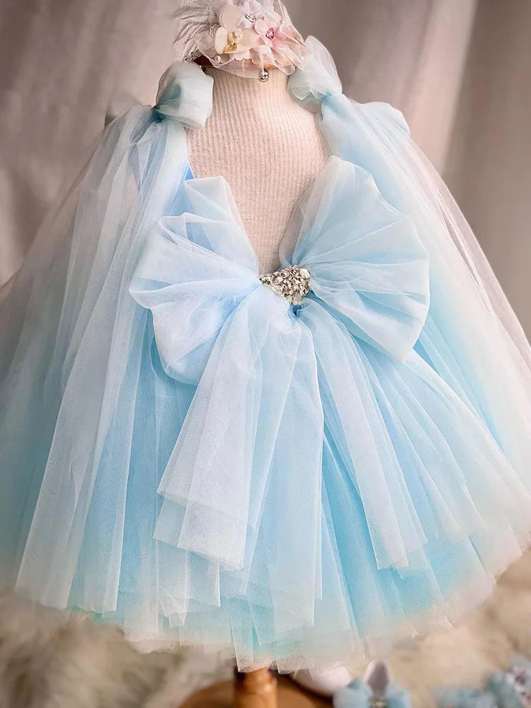Luxuriöses und elegantes Schmetterlingsmädchen-Prinzessinnenkleid für 0–6 Jahre, formelle Jubiläumsfeier, flauschiges Kleid, Modellkunst, Aufführung
