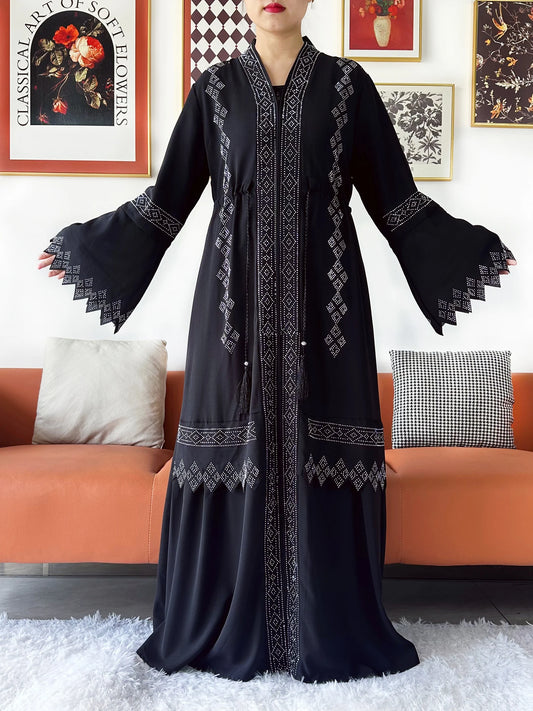 Laxury Design New Women Elegant Dress Chiffon Open Abaya Muslim Women Dress Islamic Clothing Cardigan Abaya Women Muslim Dress.