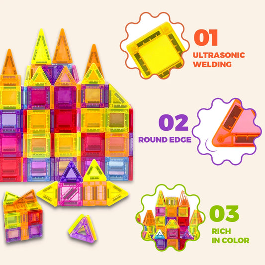 Magnetic Building Blocks Construction Sets Mini Size DIY Montessori Sensory Educational Magnets Toys For Boys Girls Kids Gift.