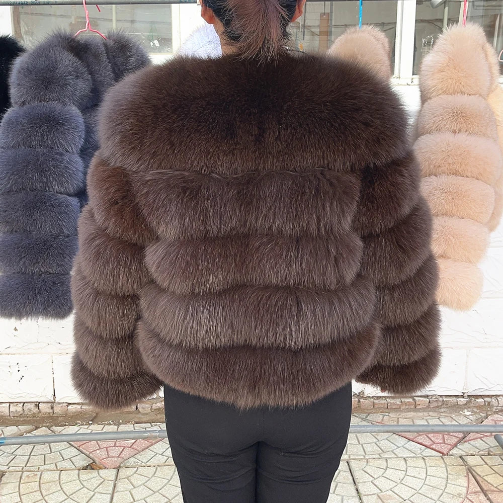 QUEENTINA Fuchspelzmantel Echt Winter Damen Neue Mode Flauschig 2025 Leder und Haut Weiße Kleidung Natürlich Neu in Mäntel und Jacken