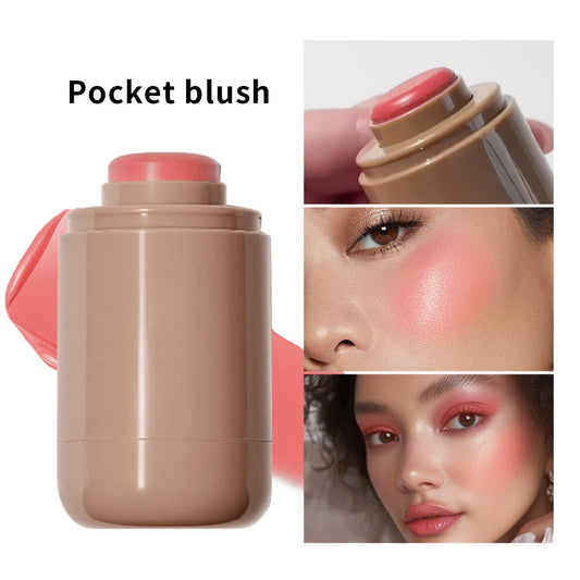 Magic Blush Stick 3-in-1 Cheek Lip Tinted Moistured Blush Stick Silky Brighten Blush Cream Blusher Cosmetics Tubes Matte Contour.