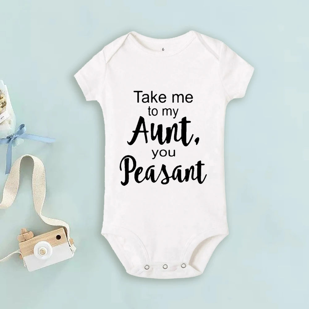 Take Me To My Tante You Baby-Body mit Bauernmuster, kurzärmelig, für Neugeborene, lockerer Komfort-Strampler, bestes Geschenk für Babys