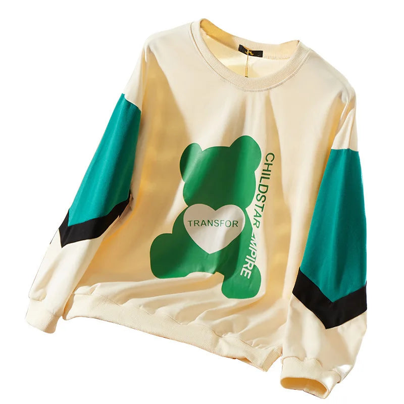 150Kg Plus Größe frauen Fehlschlag 157 Frühling Lose Langarm Rundhals Gedruckt Casual Sweatshirt 6XL 7XL 8XL 9XL 10XL 3-Farben