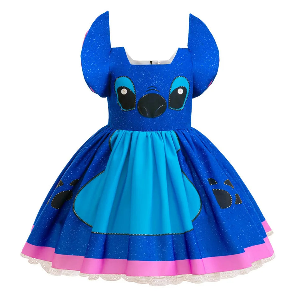 Kinder Lilo und Stitch Rollenspiel Prinzessin Kleid Kinder Bühnenkostüm Mädchen Karneval Halloween Party Cartoon Bekleidung