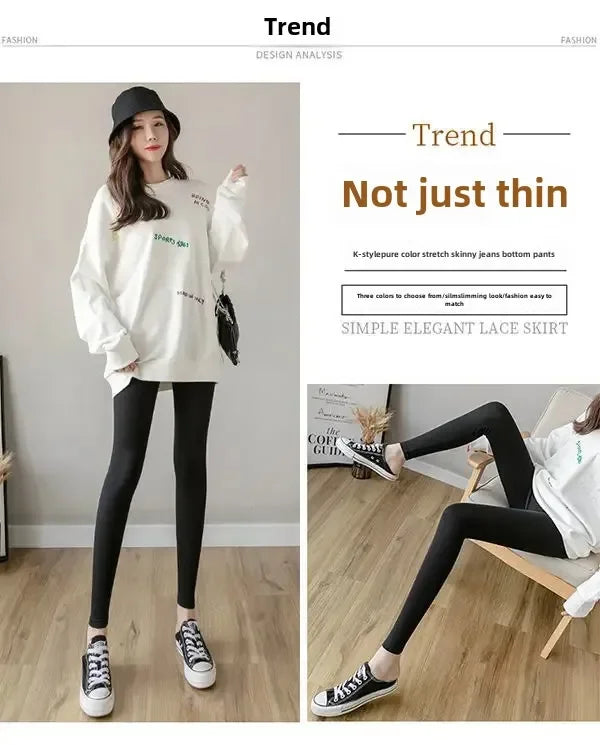 Hoch taillierte, dünne Leggings aus Modal-Baumwolle, Übergröße, Sicherheitshose, elastische Oberbekleidung, Leggings mit mittlerer Taille für Damen