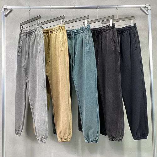 Vier Jahreszeiten Neue Mode Für Männer Casual Trendy Amerikanischen Gewaschen Gewachst Lose Einfarbig Hosen Gerade Jogger Hosen Männliche Hosen