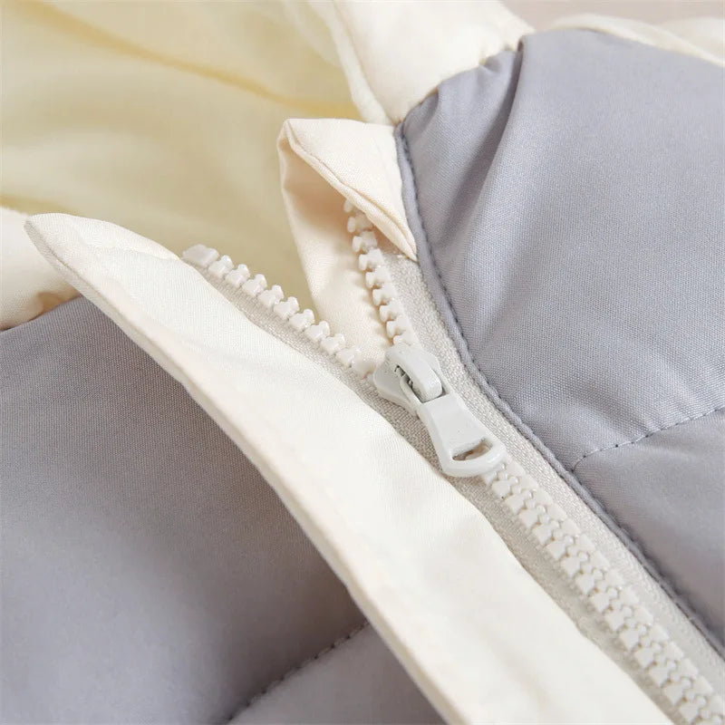 Winter Neue Baby Strampler Jungen Mädchen Patchwork Dicke Plus Samt Overalls Winddicht Mit Kapuze Overalls Schneeanzug Ein Stück Body