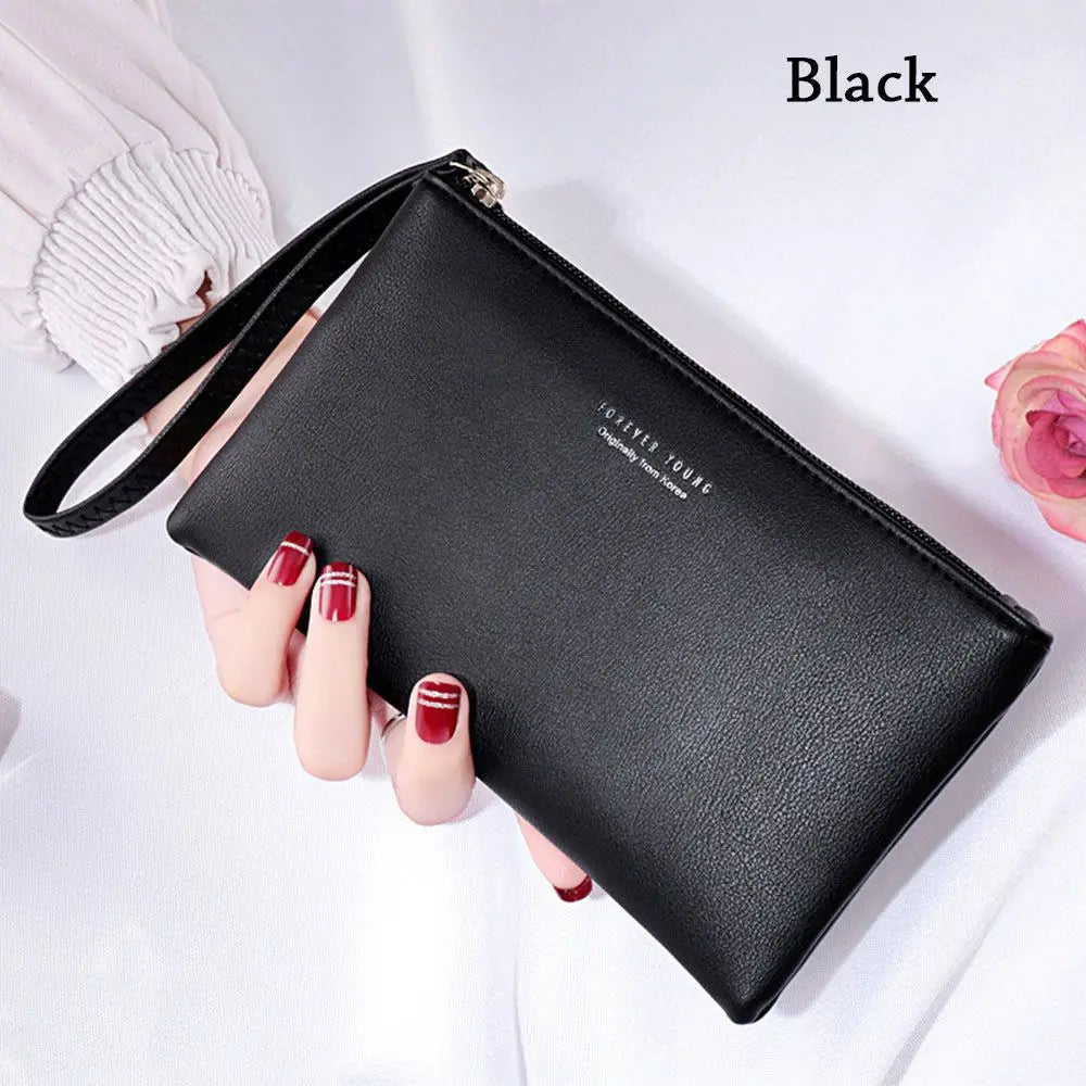 Women PU Leather Zip Coin Bag Wallet Long Purse Pouches.