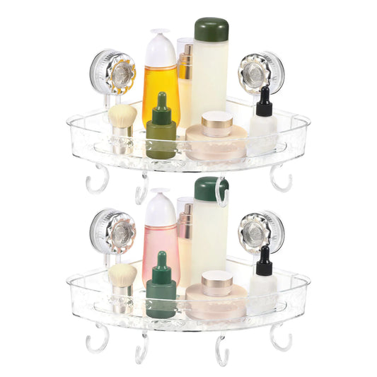 2Pcs Dusche Ecke Regal Wand Saugnapf Lagerung Rack Kein Bohrer Bad Shampoo Kosmetische Veranstalter Halter