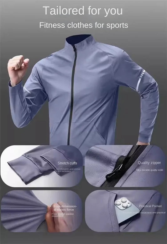 Running jacket men's autumn outdoor training jacket autumn and winter new fashion versatile zipper thin sports top outdoor marat.