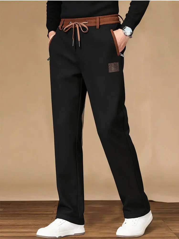 Fleece Thicken Winter Chinos Trousers Men Corduroy Work Straight Casual Wide Pants Sport Jogging Sweatpants Classic Golf Pants.