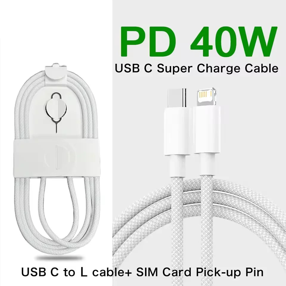 1-50Pcs 60W USB C to Type C Weaving Cable For Apple iPhone 11 12 13 14 15 16 Pro Max Plus Fast Charging Cable Phone Accessories.
