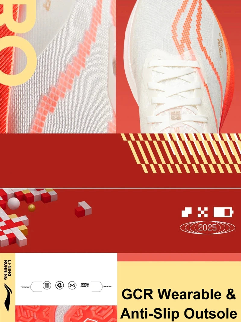 Li-Ning Männer RED HARE 8PRO Racing Laufschuhe BOOM FIBER Kissen Stabile Sportschuhe Leichte Anti-Rutsch Tragbare Turnschuhe ARPV003
