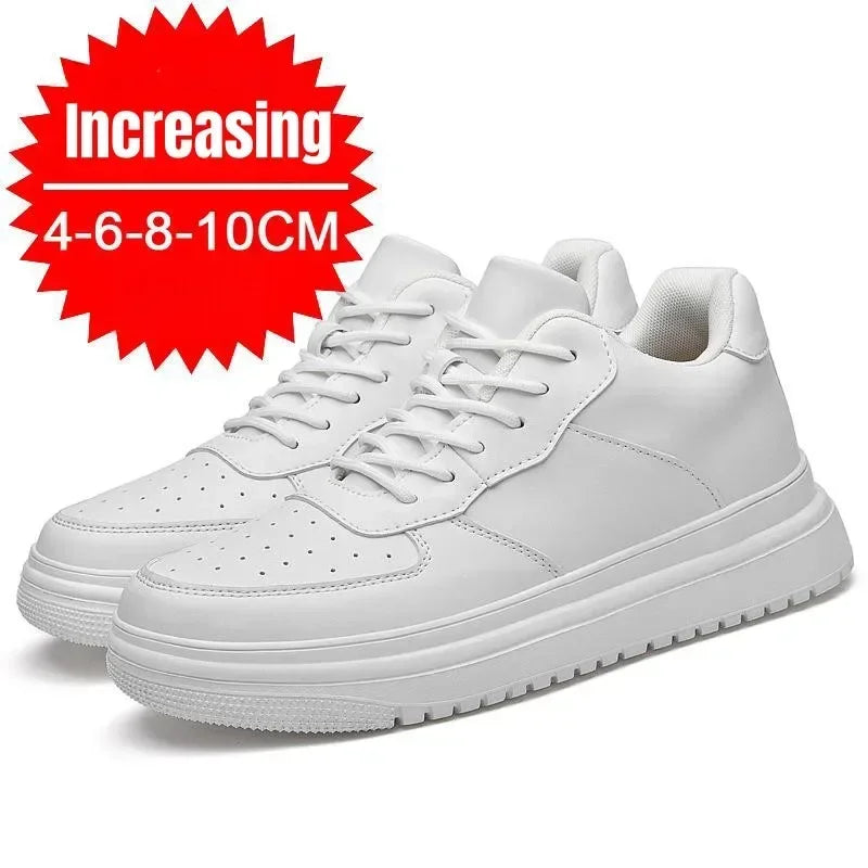 PDEP Neue Höhe Zunehmende Schuhe für Männer 10 cm Unsichtbare Aufzug Turnschuhe Weiß Leder Sport Zapatillas De Hombre Große Größe 46
