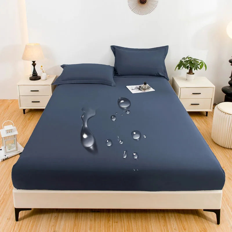 1PC waterproof soft skin frosting solid color bed cap dust cover Mattress cover sheet (pillow case and pillow core not included).