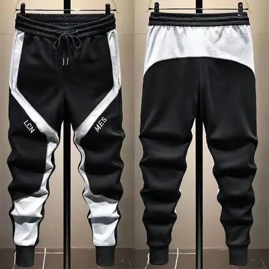 Lässige Herrenhose, koreanische trendige, locker sitzende Hose für dicke Leute, Herren-Jogginghose mit Gürtel und Spleißen.