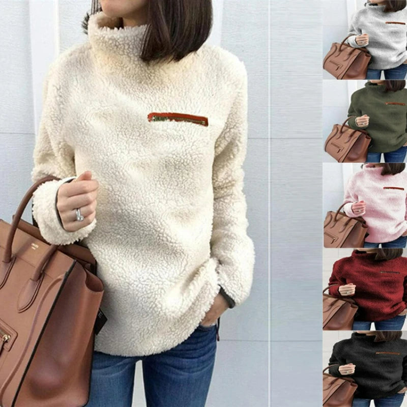 Winter Super Weich und Bequem Einfarbig Rollkragen Pullover frauen Pullover Fashion Zipper Sexy Top Damen Hipster Kleidung