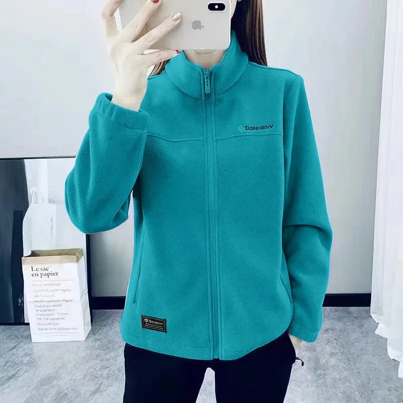 Plus Größe Herbst Winter Polar Fleece Warme Mantel Frauen Sweatshirt Outdoor Sport Casual Zipper Strickjacke Jacke Top Schlank Jugendliche