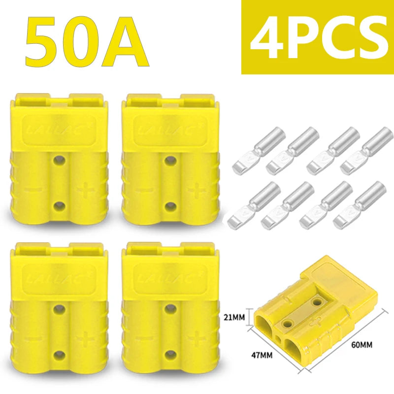 4Pcs Anderson Plug 50A/120A Anderson Connector Power 2 Pin Battery Charging Plug Connector