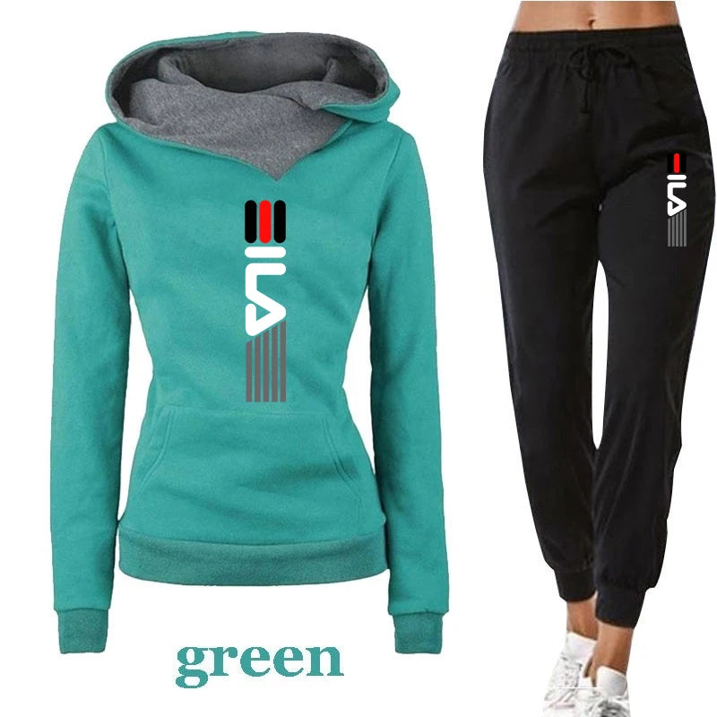 Frühling Und Herbst Frauen Hoodie Trainingsanzug 2-teiliges Set Sweatshirt Set Casual Tops Sport Lange Hosen Weibliche Plus Größe Vetement