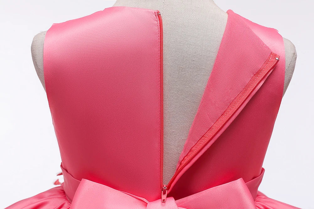 Flauschige Mesh Kinder Kleid Leistung Weihnachts kleid Wassermelone rot Mädchen Kleid für 0 bis 6 Jahre Kind
