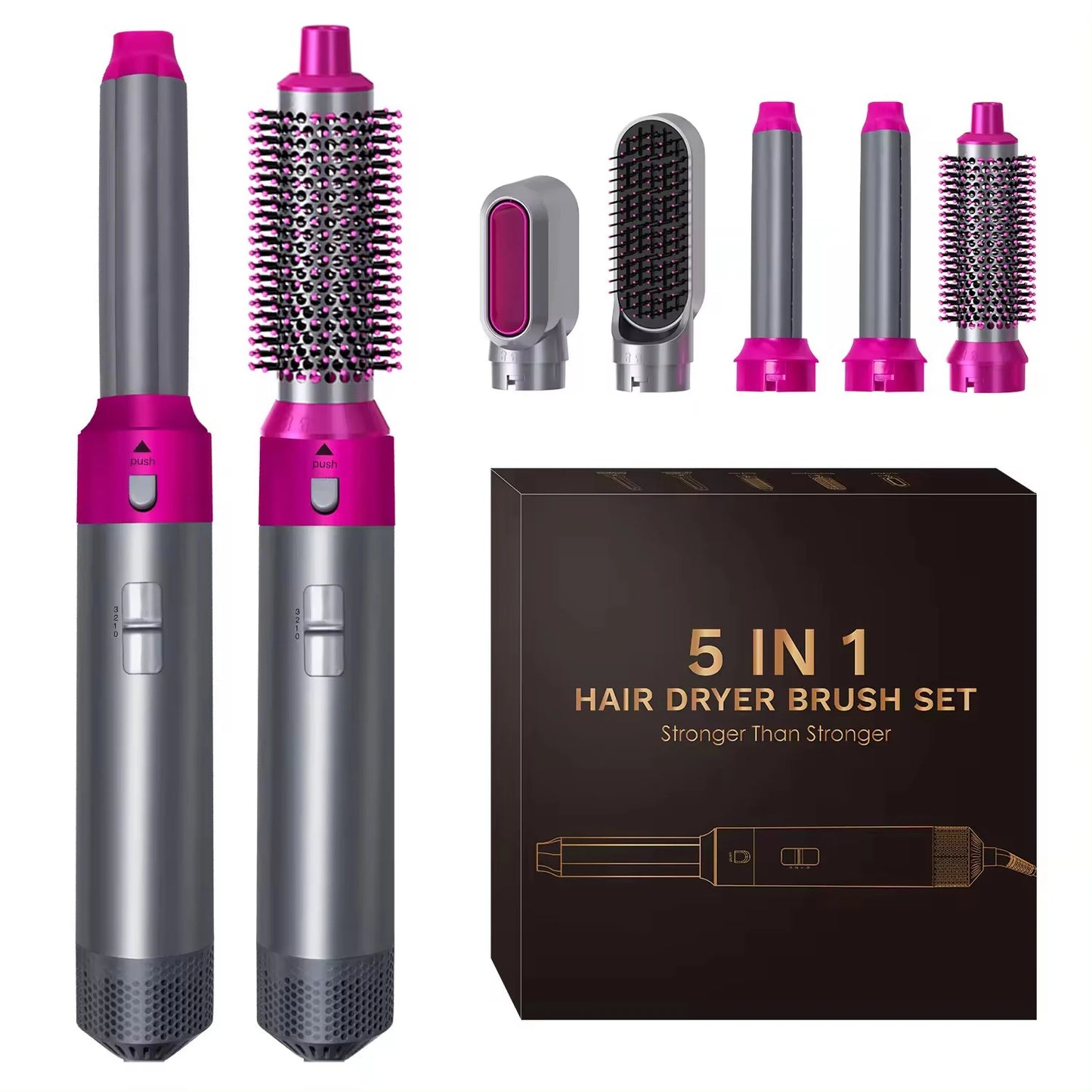Hair Dryer 5-In-1 Electric Hair Comb Negative Ion Straight Curler Brush Blow Dryer Air Comb Removable Brush Kit Tool