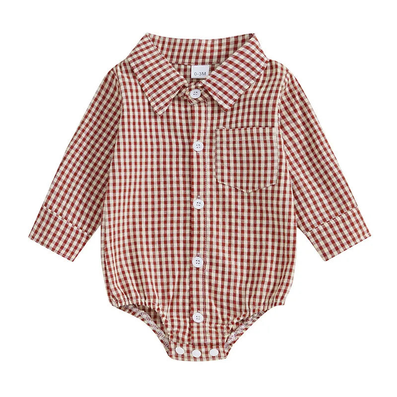 Kleinkind Niedlicher Gitter Revers Overall Kleinkind Dünner Stil Freizeit Einteiliger Baby Herbst Body