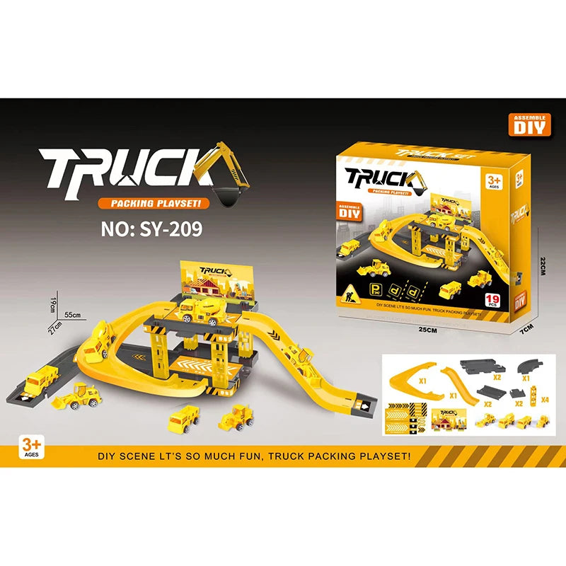 Parking Track Car Children Toys Police Cars Fire Engines Engineering Vehicle Ramp Road Construction Inertial Sliding Track Games