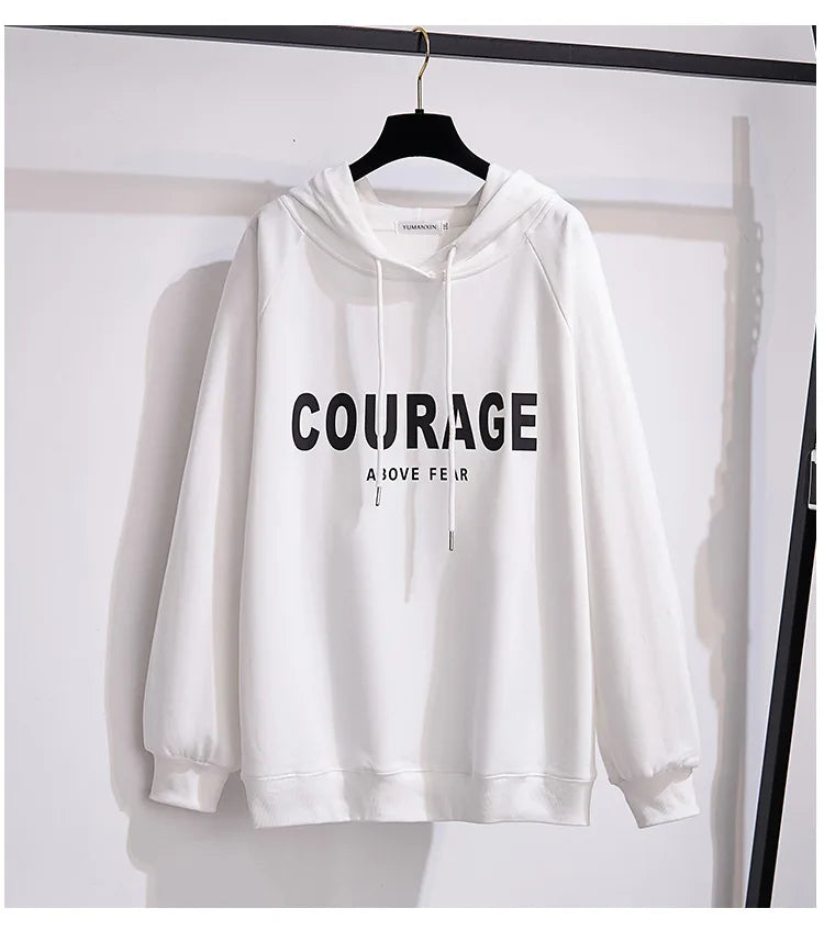 175 kg Plus Size Damen Büste 170 Frühling Herbst Lose Brief Kapuzenpullover Sweatshirt Schwarz Rot Weiß 4XL 5XL 6XL 7XL 8XL 9XL