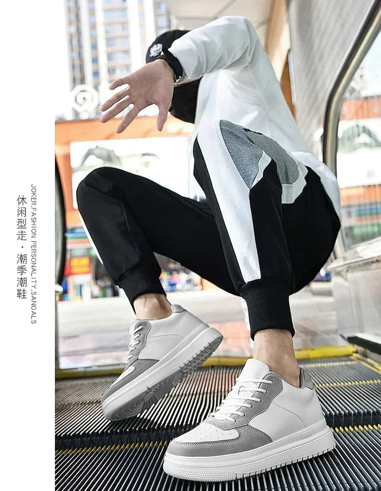 PDEP Neue Höhe Zunehmende Schuhe für Männer 10 cm Unsichtbare Aufzug Turnschuhe Weiß Leder Sport Zapatillas De Hombre Große Größe 46