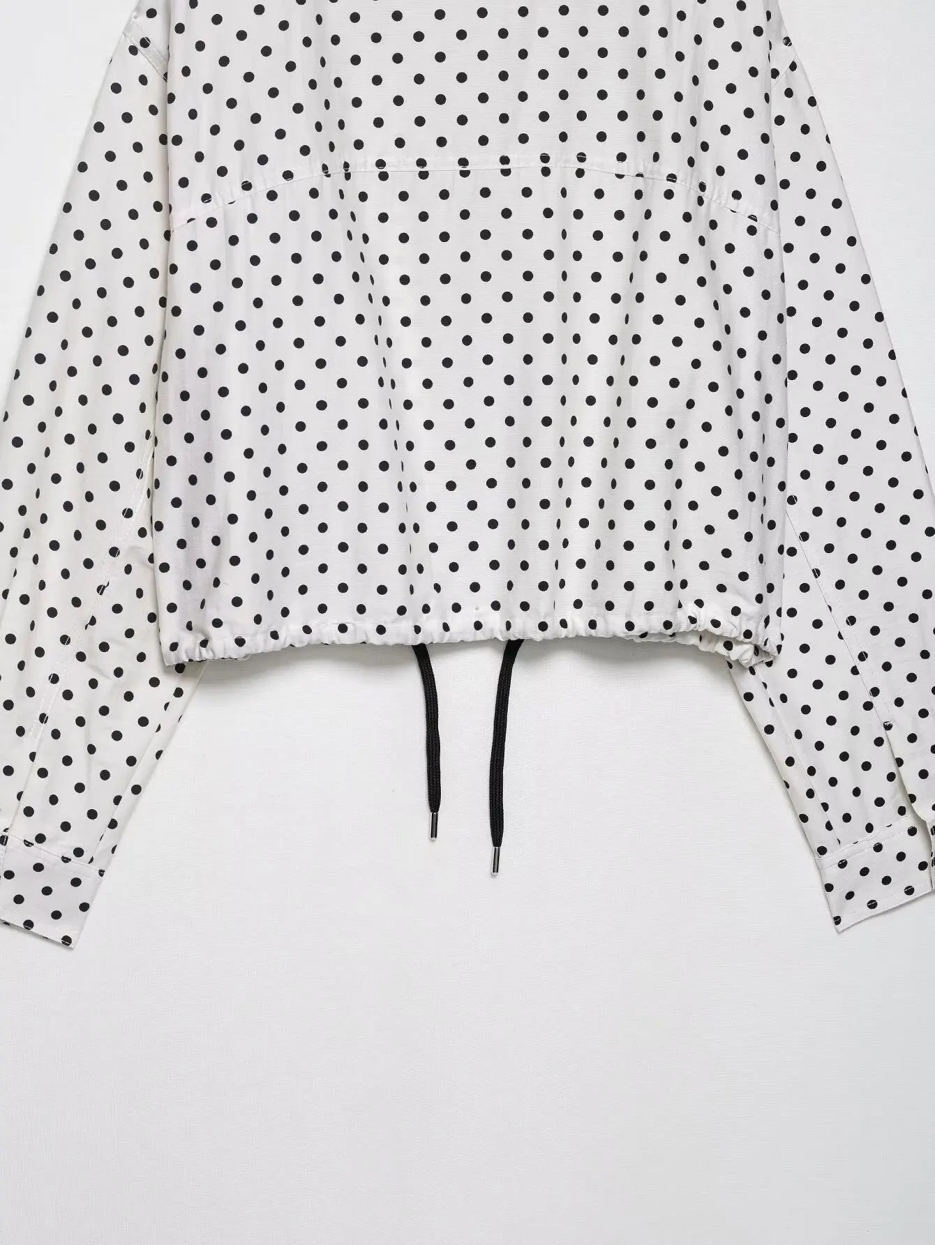 TRAFZA Herbst Polka Dot Gedruckt Jacke Für Frauen Lange Ärmel Rollkragen Zipper Mit Taschen Kordelzug Lose Vintage Mäntel