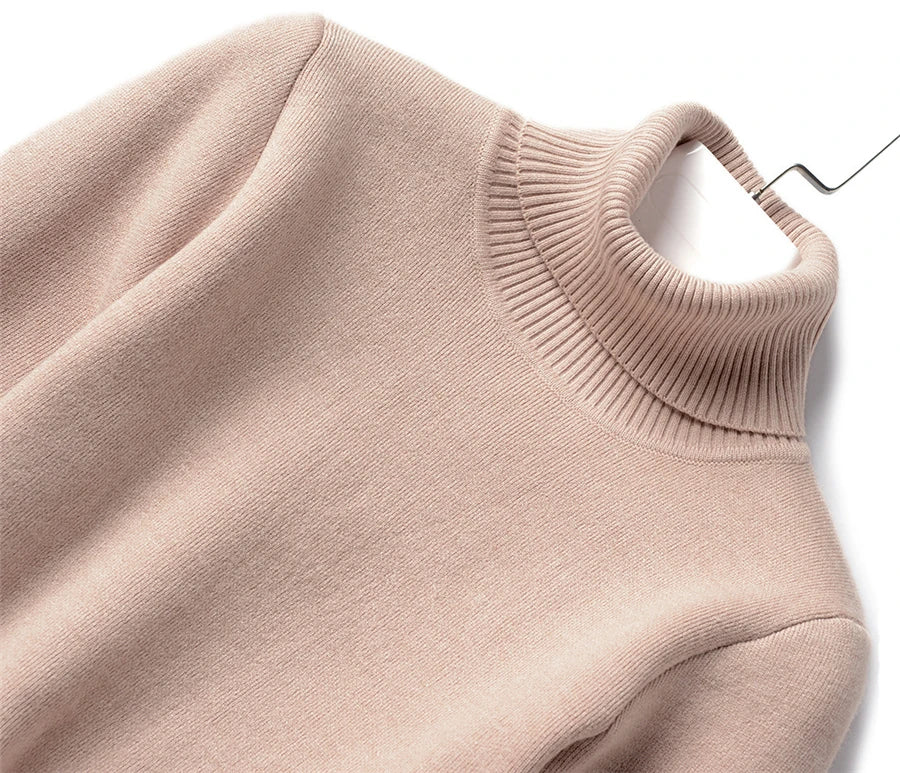 Pullover Für Frauen Winter Verdicken Rollkragen Schlank Stricken Pullover Neue Warme Plüsch Samt Gefüttert Strickwaren Jumper Tops Casual Poleras